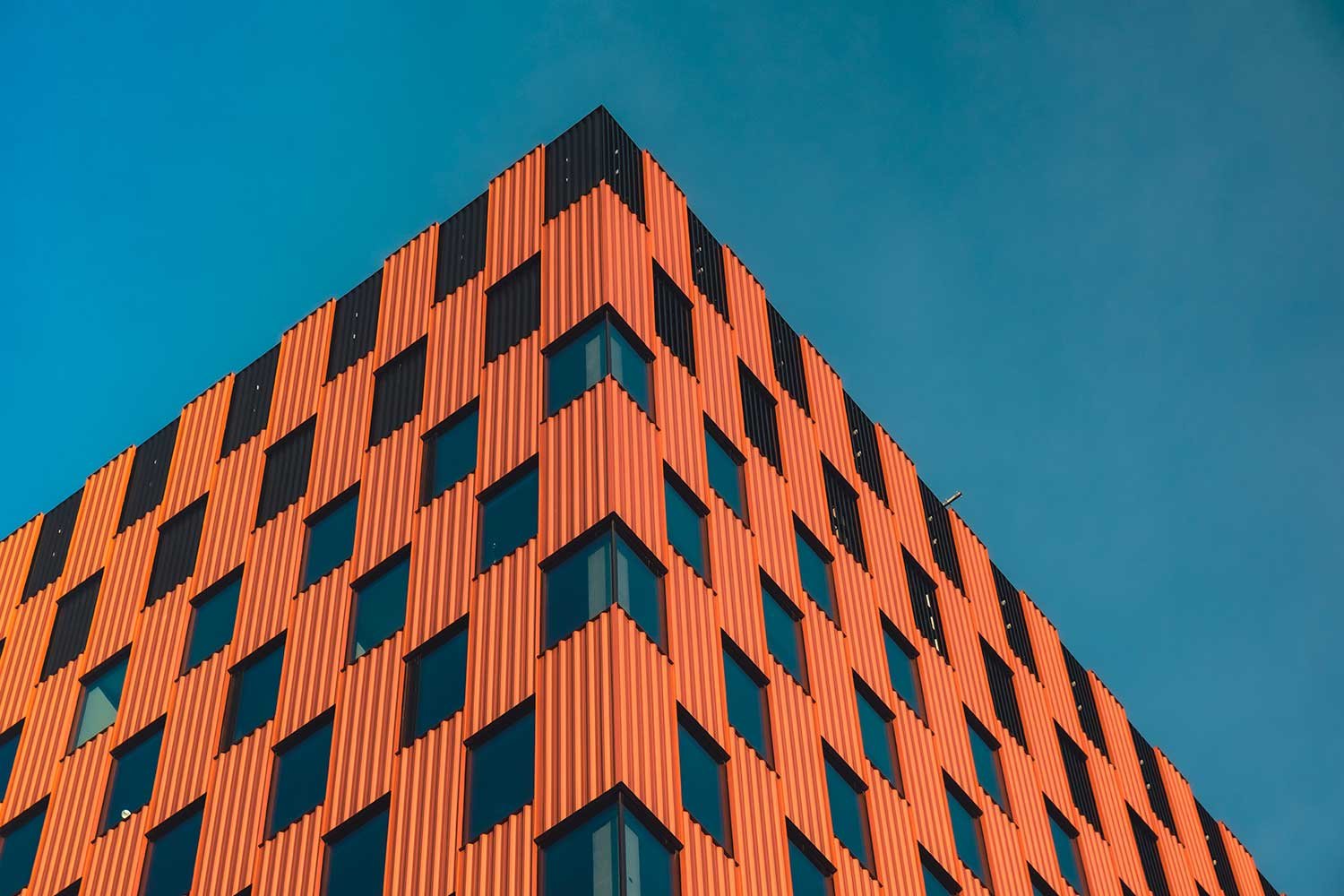 Modern office building exterior with glass facade